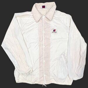 Vintage Mens L United Airlines White Wind Jacket Full Button Logo Patch MVP Corp